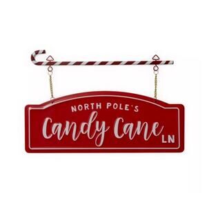 Target Bullseye Metal Hanging Sign 2024 Candy Cane Lane Decor Red Christmas